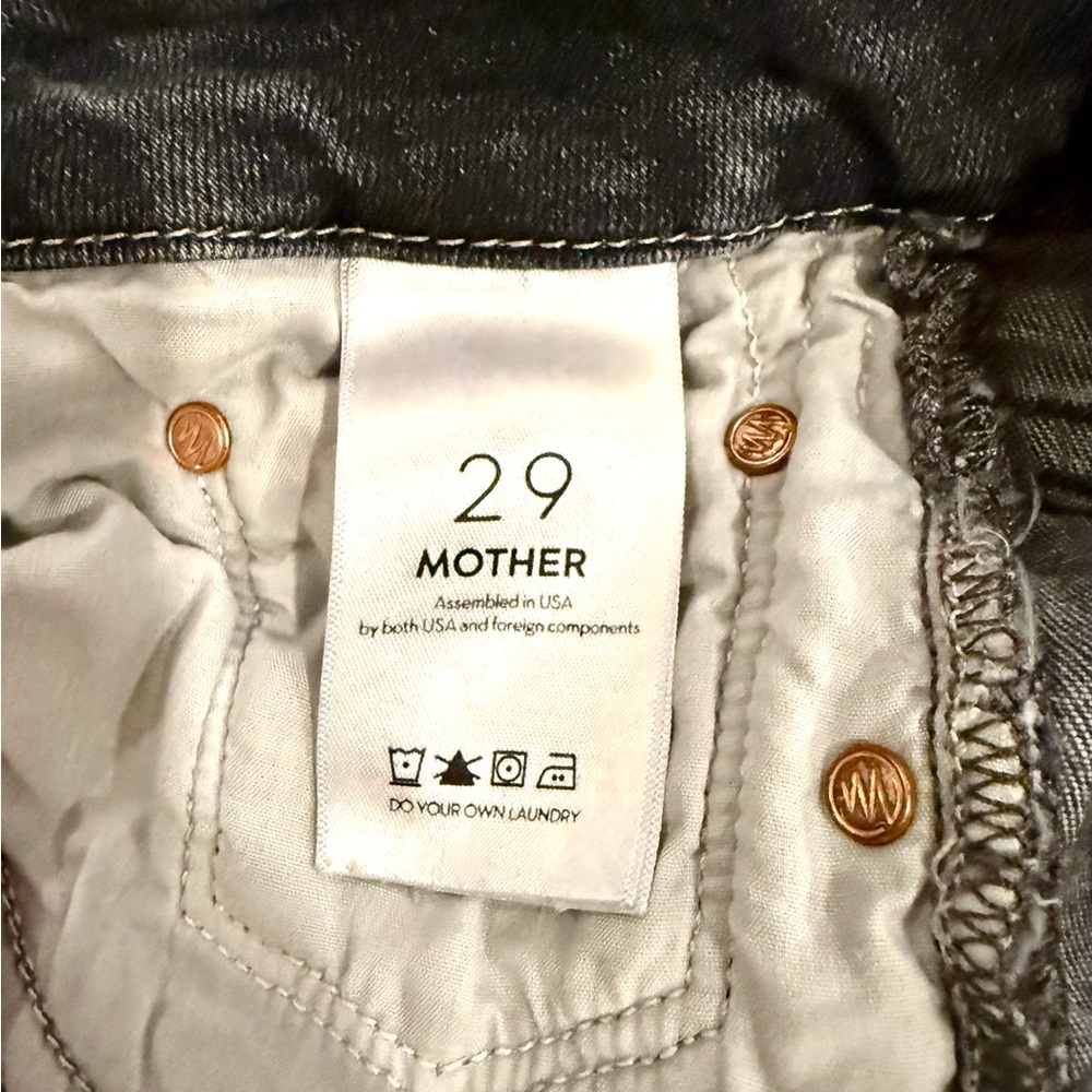 MOTHER Grayish Blue Women's Skinny Jeans, Cropped Frayed Hem - Picture 2 of 11